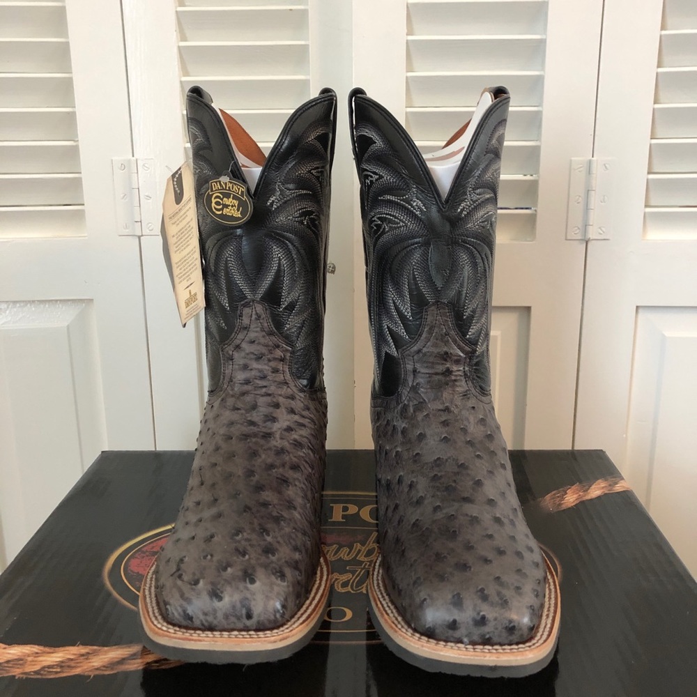 NEW Philsgood Grey Full Quill Ostrich Boots